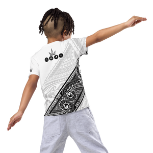 Micronesian tribal (wht)Kids crew neck t-shirt
