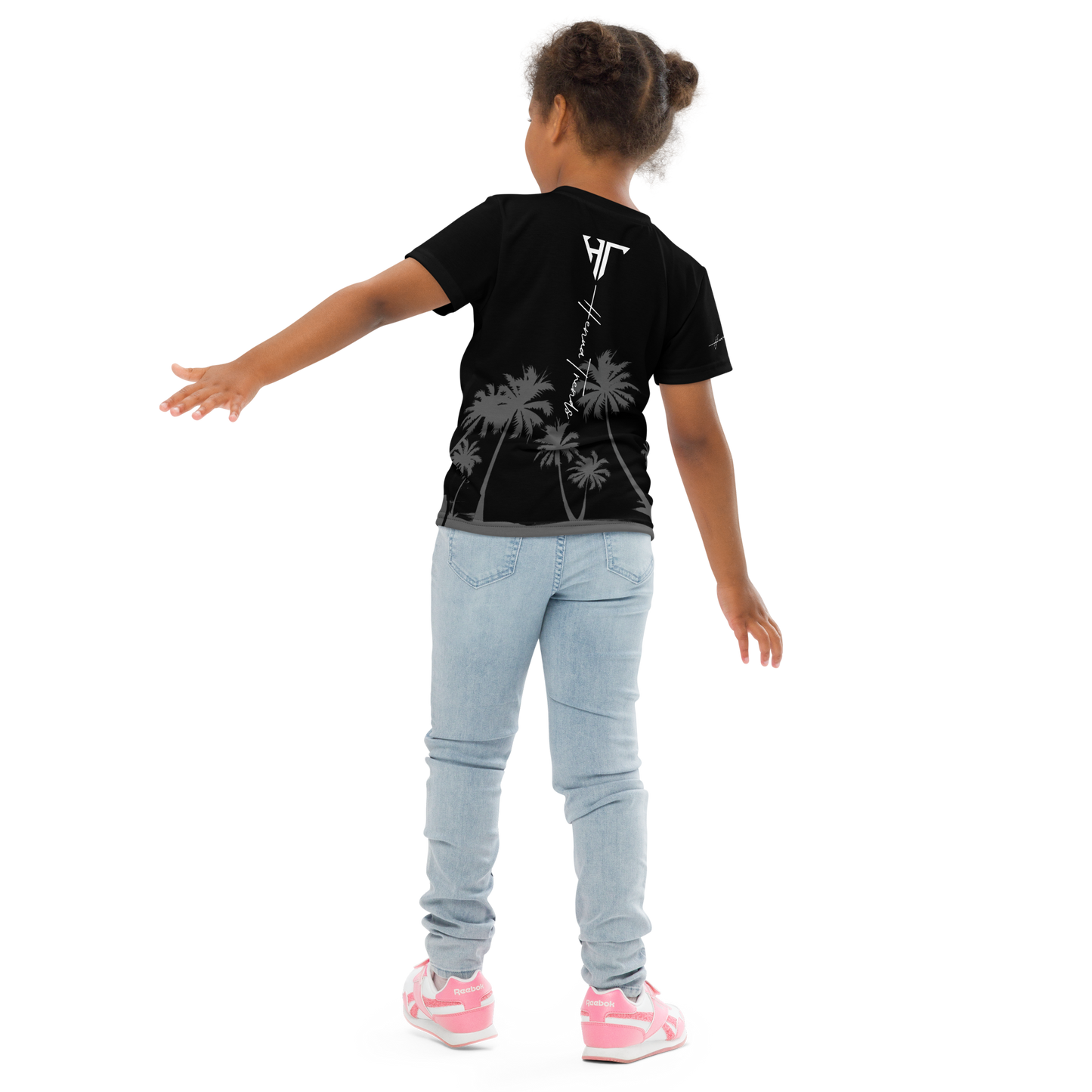 HT palm branded black -Kids crew neck t-shirt