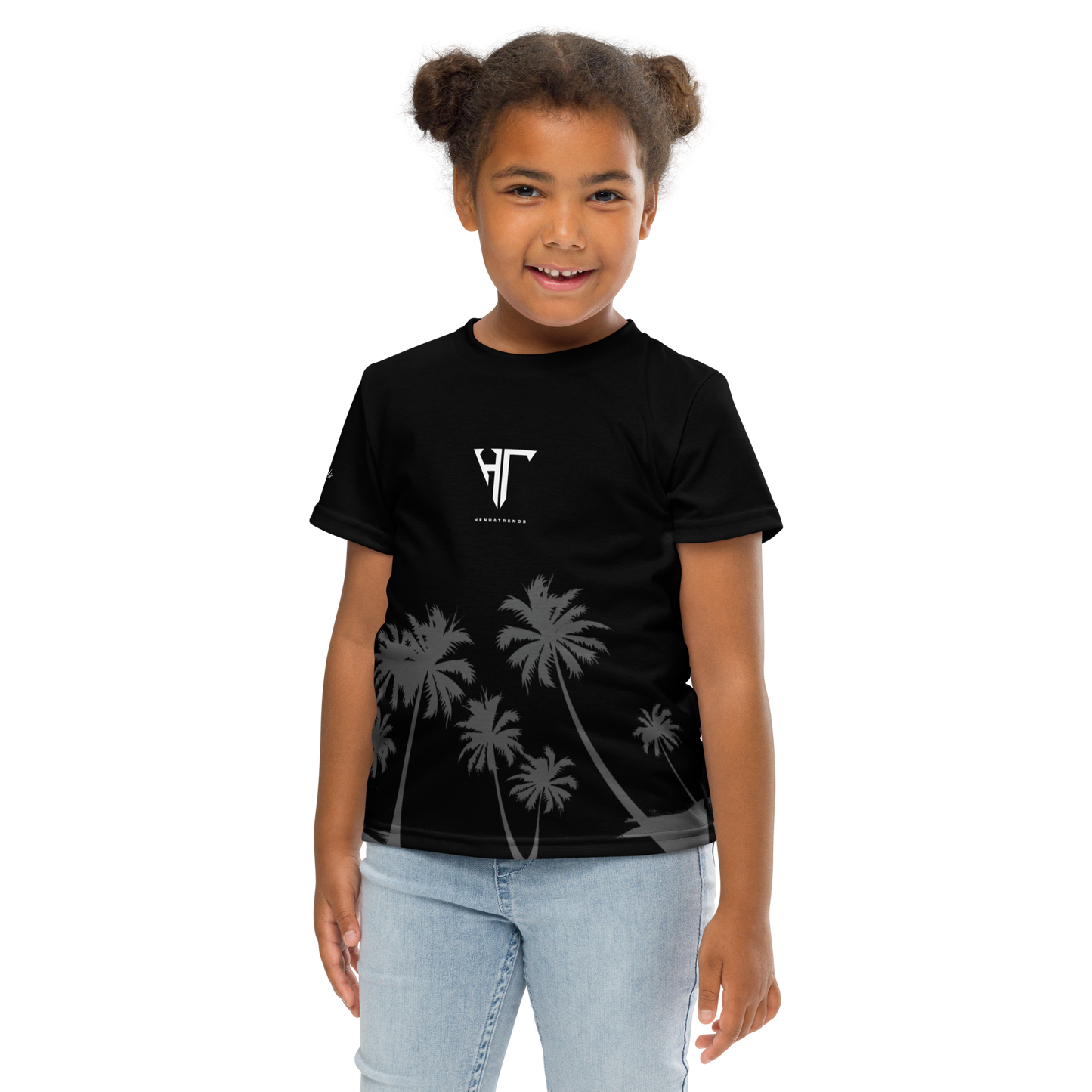 HT palm branded black -Kids crew neck t-shirt