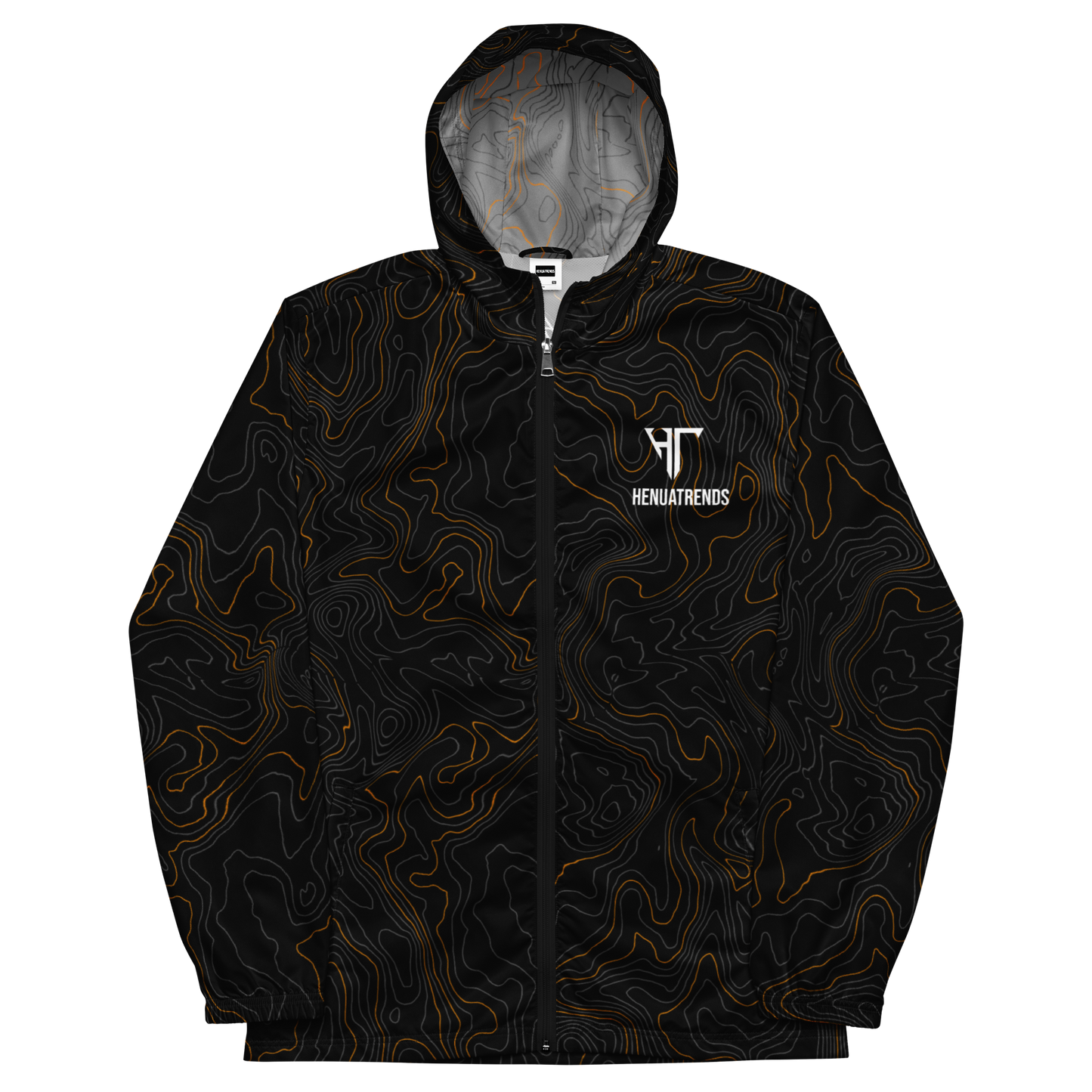 HT designs in 1 —- brown tpgrphy adults windbreaker