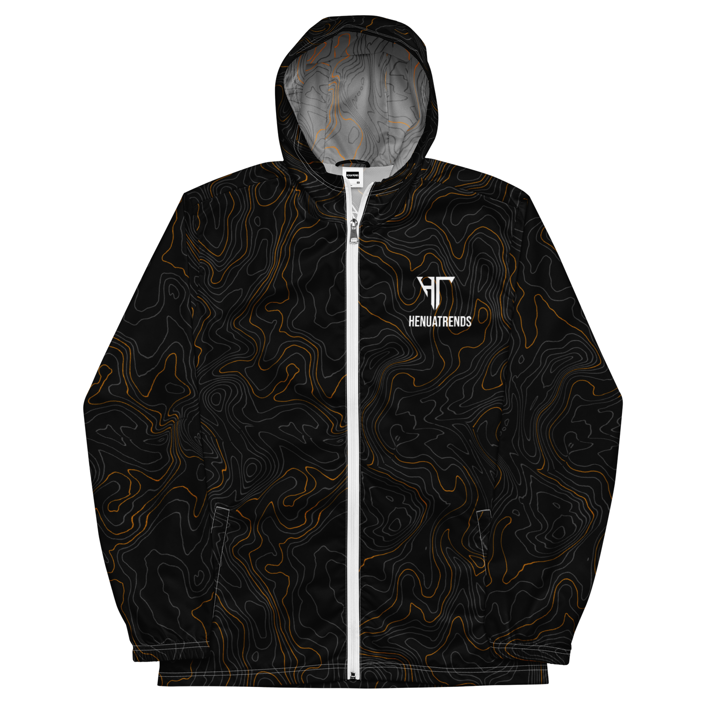 HT designs in 1 —- brown tpgrphy adults windbreaker