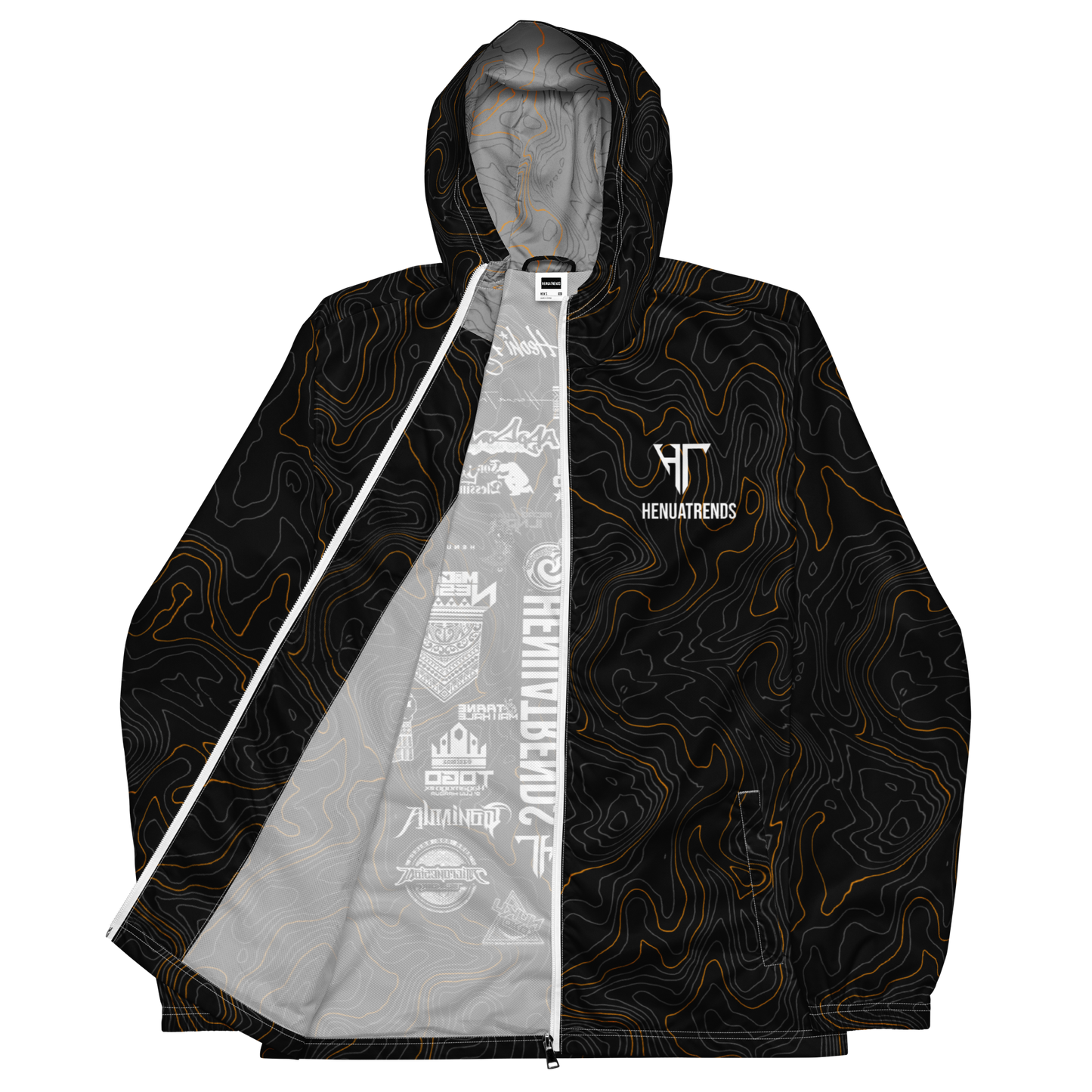 HT designs in 1 —- brown tpgrphy adults windbreaker