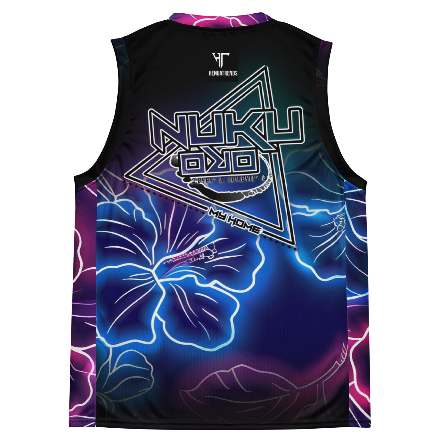 Neon Hibiscus basketball jersey