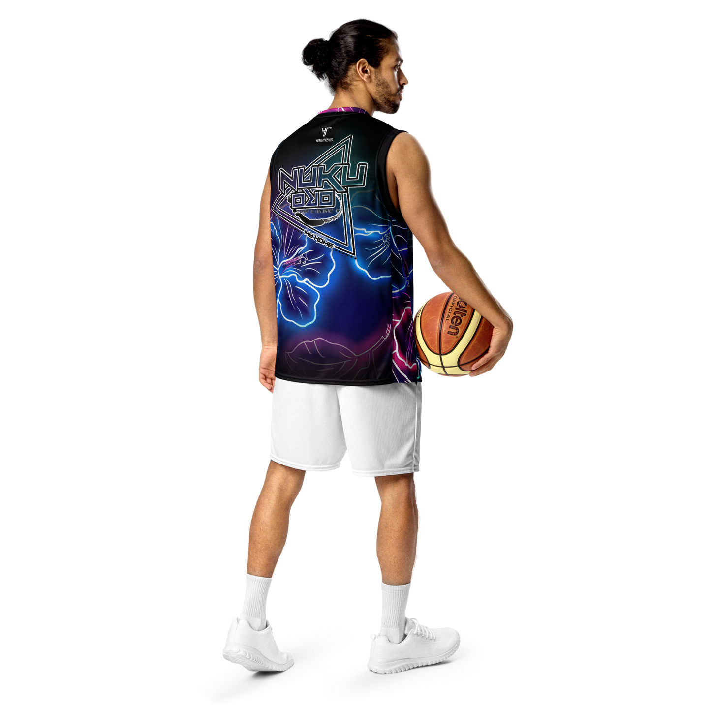 Neon Hibiscus basketball jersey