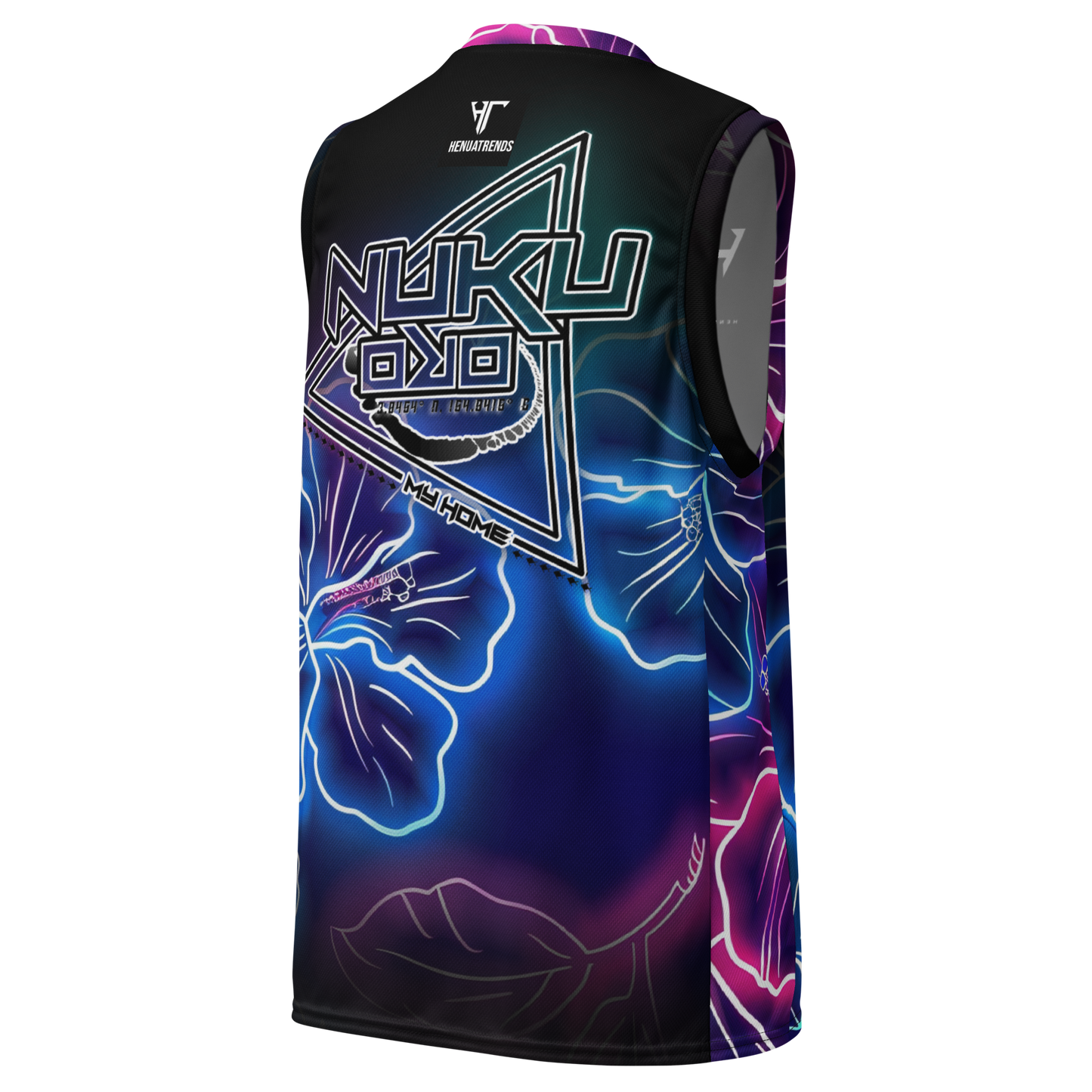 Neon Hibiscus basketball jersey