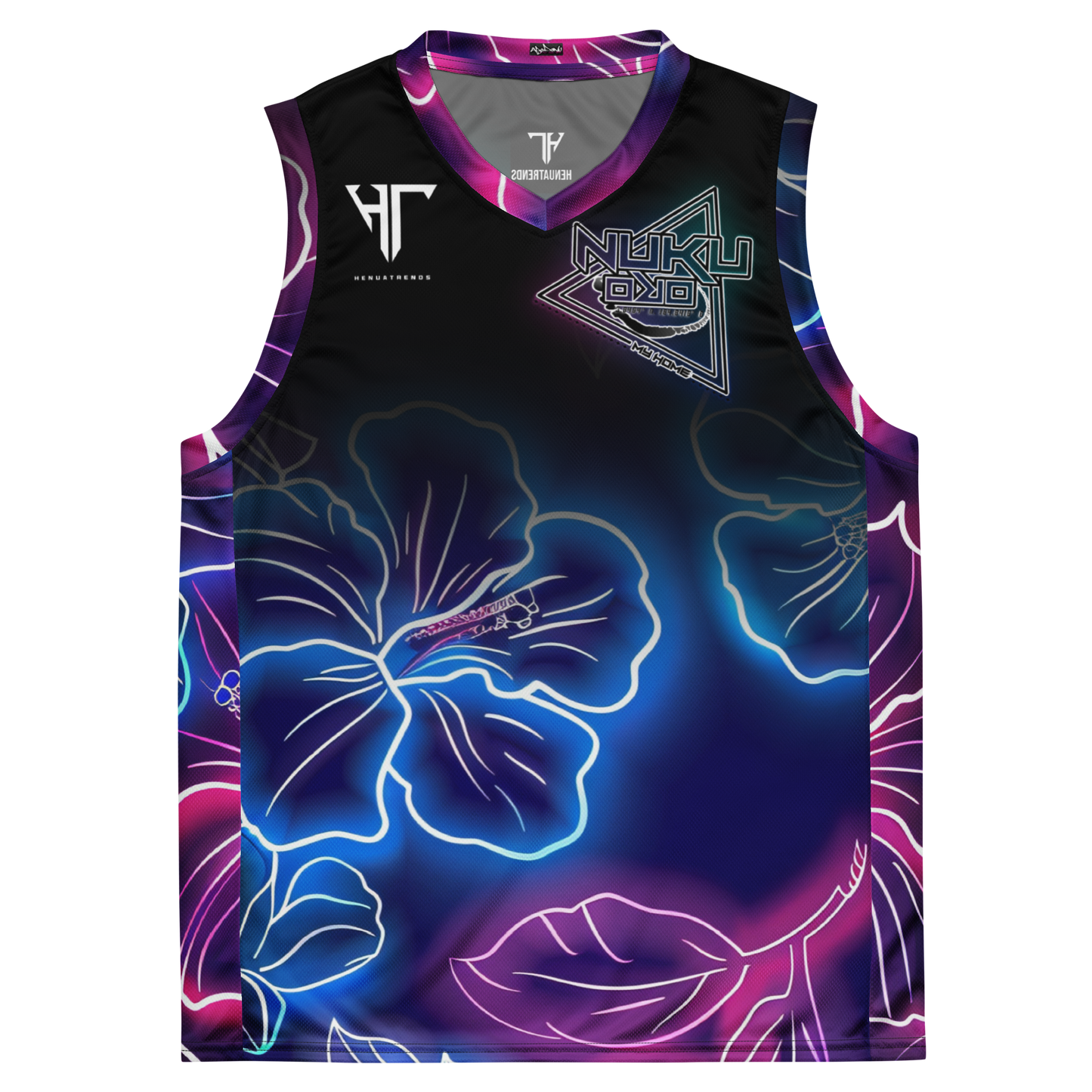 Neon Hibiscus basketball jersey