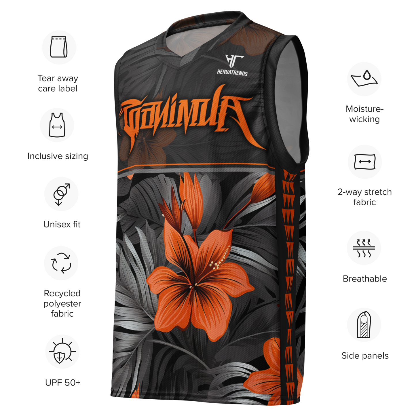 GANIMUA ORNG/gray unisex basketball jersey