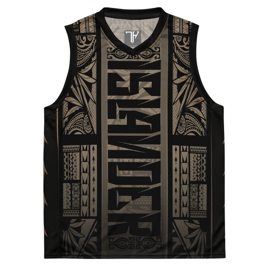 Islander Beige Bckgrnd Tribal band  unisex basketball jersey