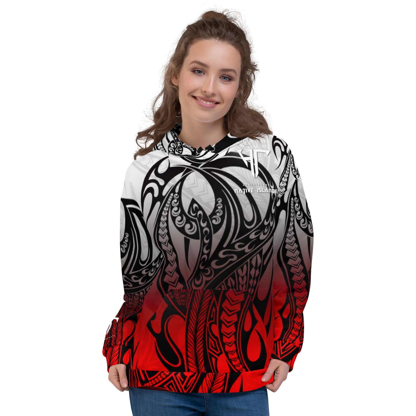 RedGray gradient tribal Unisex Hoodie