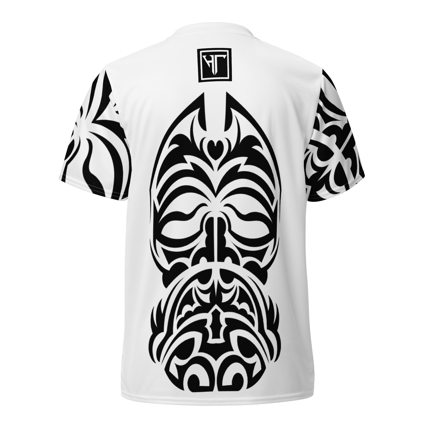 HT black tribal white vneck sports jersey