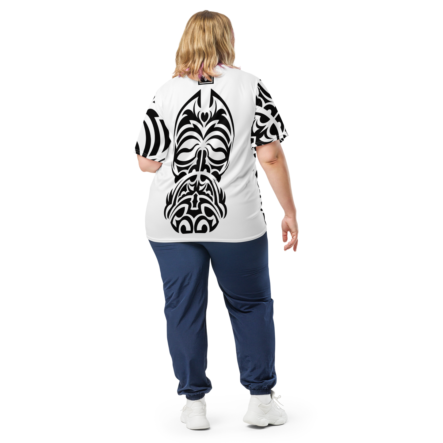 HT black tribal white vneck sports jersey