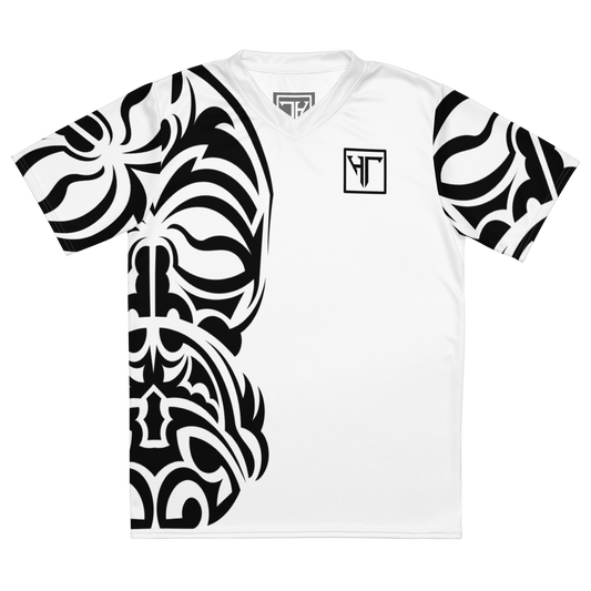 HT black tribal white vneck sports jersey