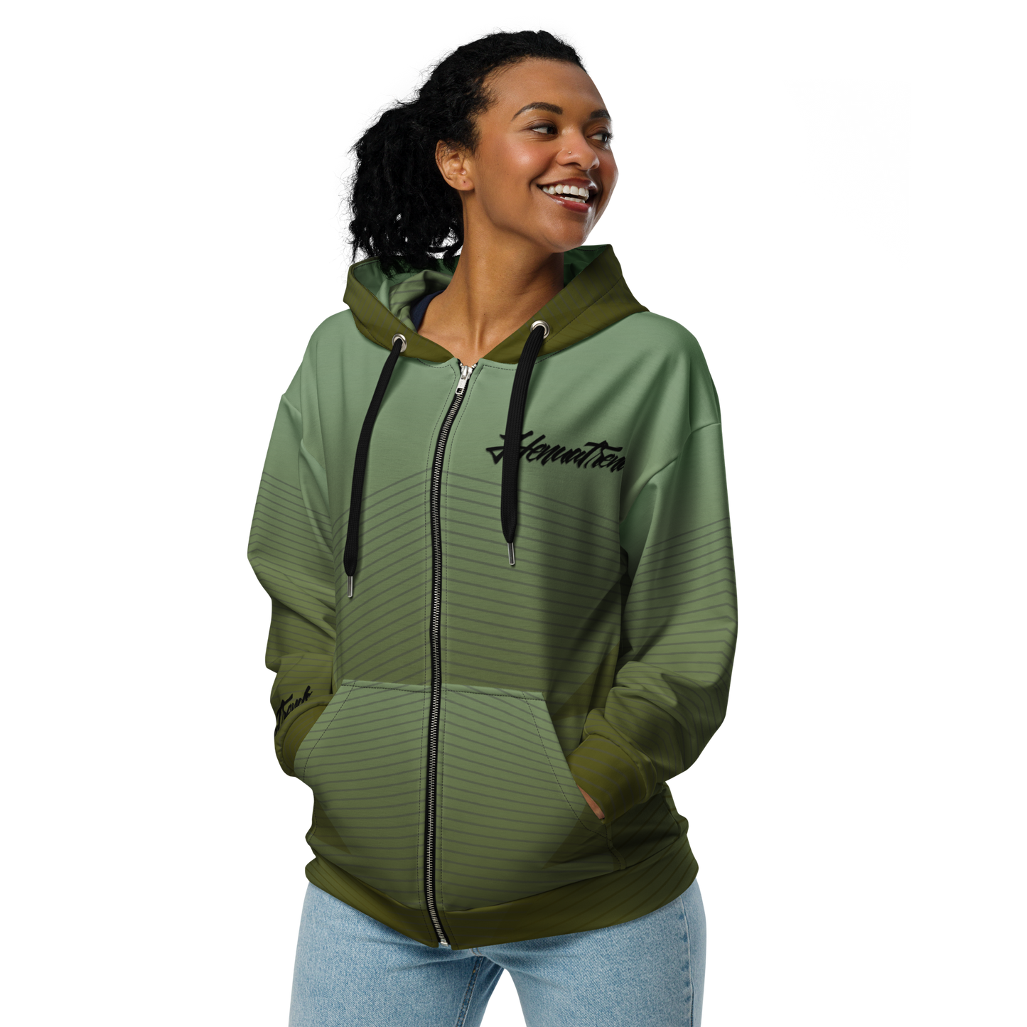 HT army green MICRONESIAN zip hoodie