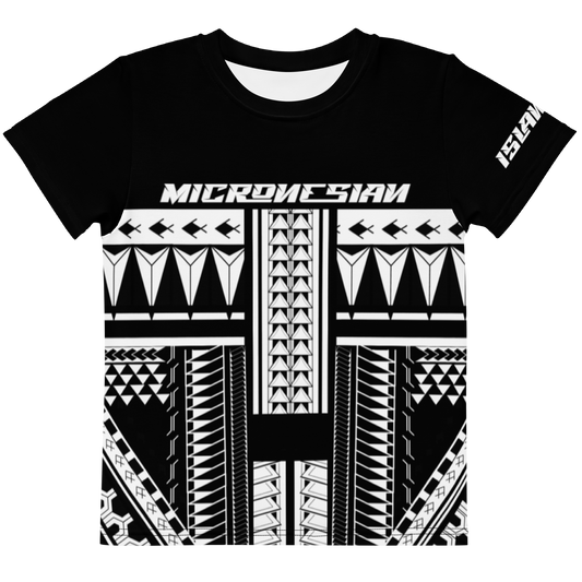 Kids micronesian Bilk&wht tribal crew neck t-shirt