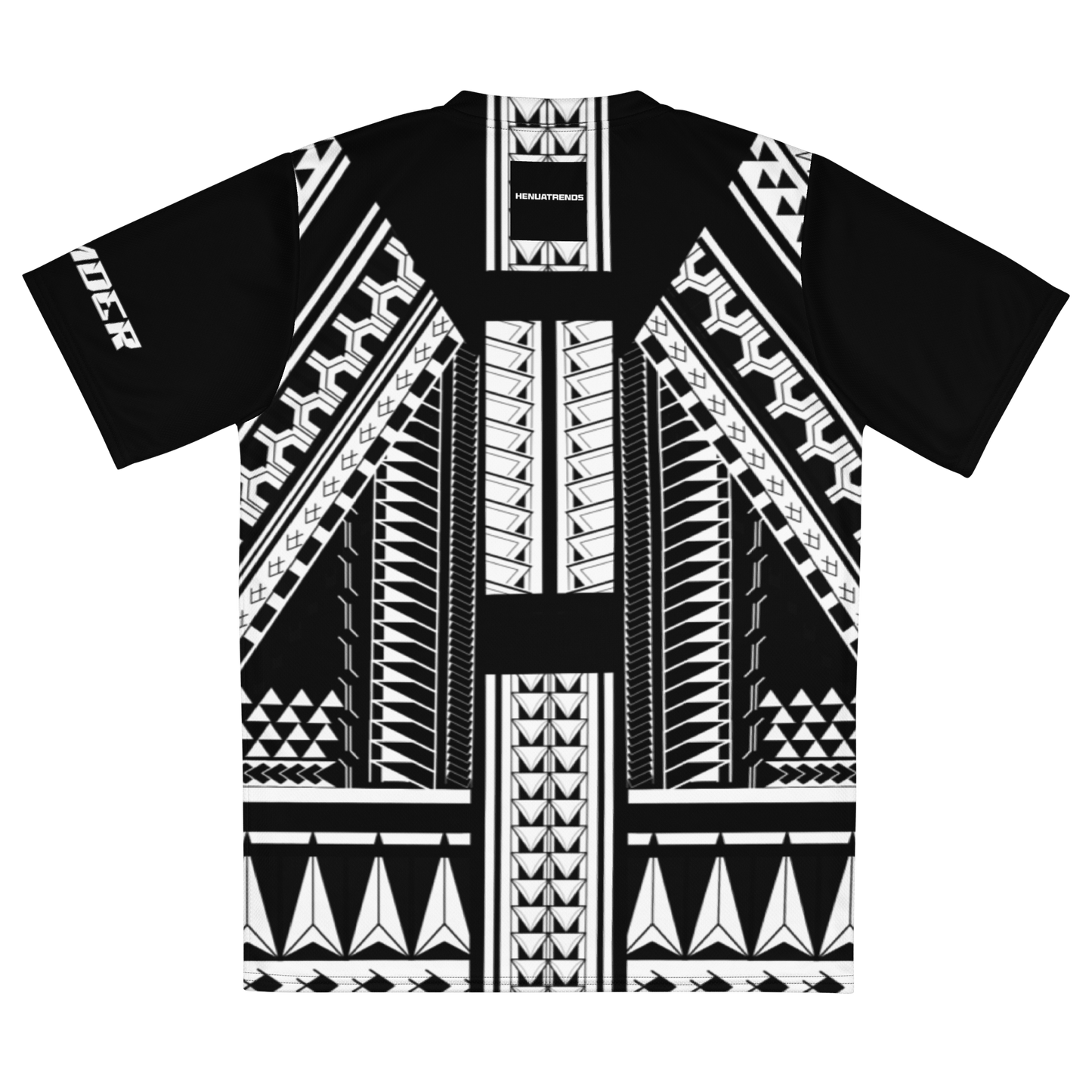 Micronesian Tribal black n white Recycled unisex sports jersey