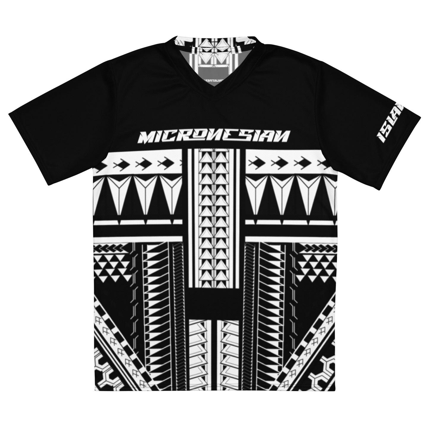 Micronesian Tribal black n white Recycled unisex sports jersey