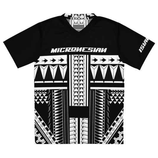 Micronesian Tribal black n white Recycled unisex sports jersey